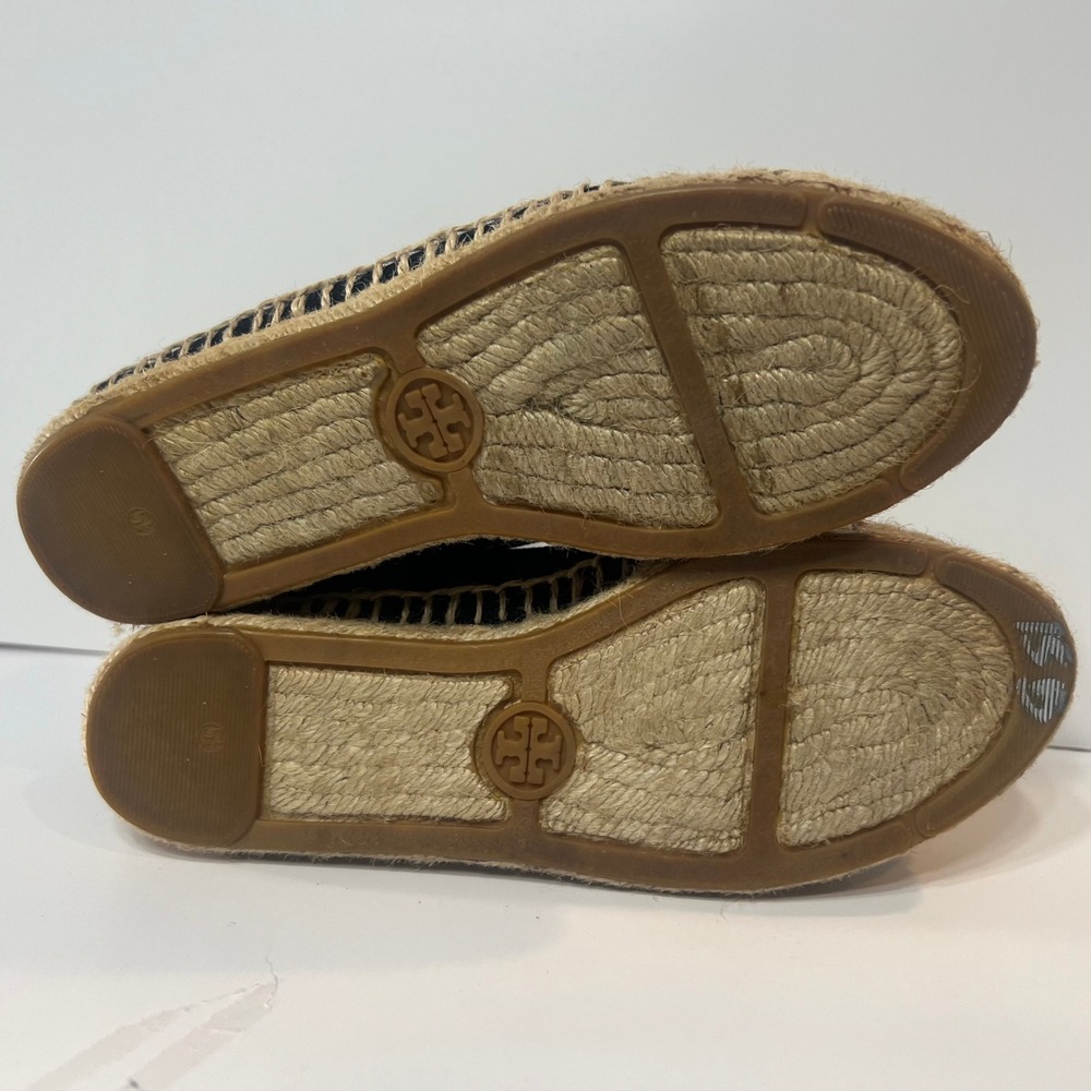 Tory Burch Womens Espadrille Sneakers 5.5M Black Platform Logo Casual Luxury - Picture 3 of 6